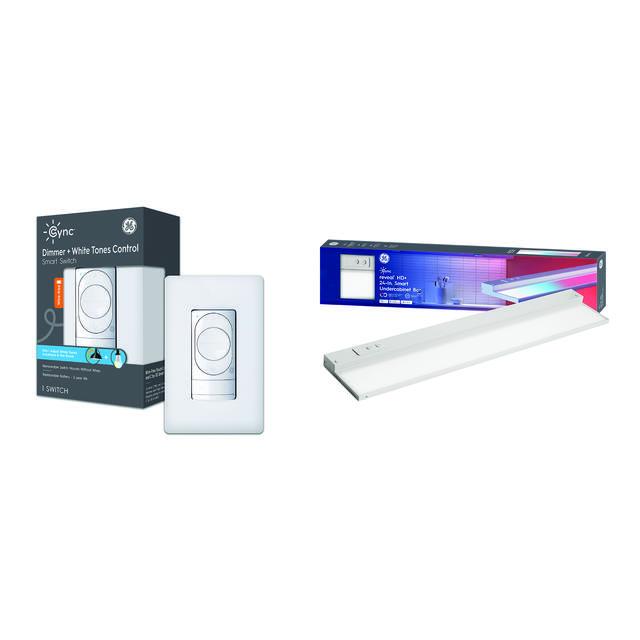 Ensemble interrupteur de variateur intelligent GE Cync et barre lumineuse intelligente pour sous-armoire de 24 pouces