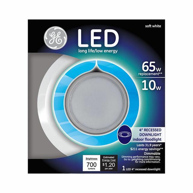 Dispositif de rétroéclairage encastré à LED blanche souple GE, 65 watts de rechange, 4 pouces