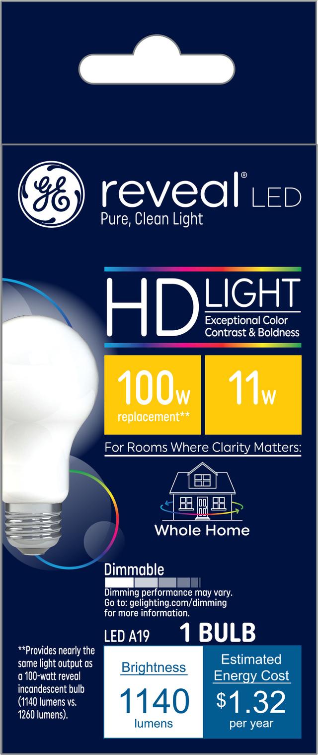 GE Reveal HD+ LED 100 Watt Replacement, Reveal, A19 General Purpose ...